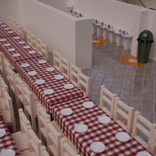 קריית מלך - הדמיית חדר אוכל | הדמיות תלת מימד למוסדות
